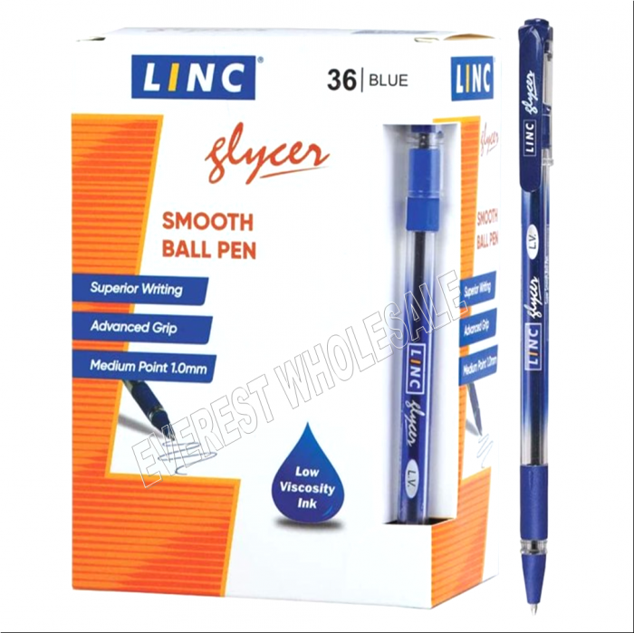 Linc Glycer Smooth Ball Point Pen, Soft Grip, 1.00mm Tip, 36 Count * Blue - Image 1