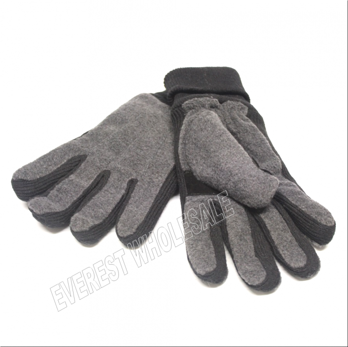 Insulated Thermal Fleece Winter Glove with Leather Palm - Image 1