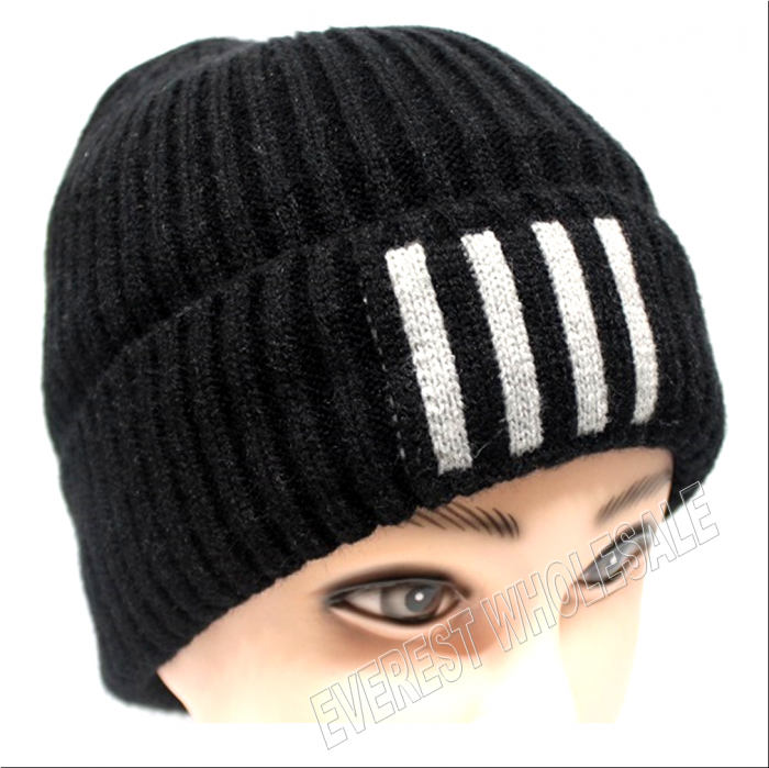 Double Fleece Sport Insulation Striped Logo Winter Hat - Image 3