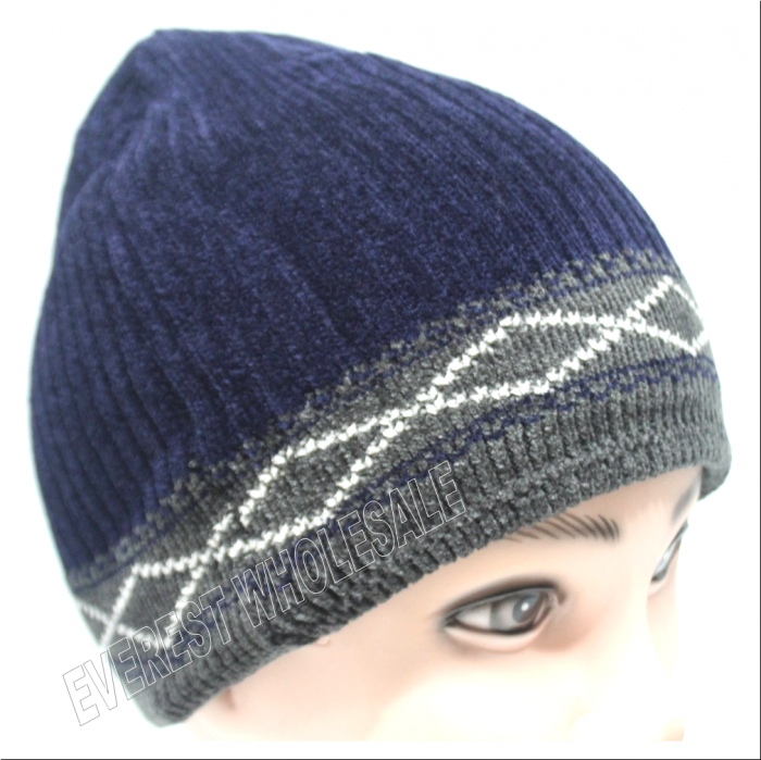 Double Fleece Sport Insulation Geometric Stripes Winter Hat - Image 2