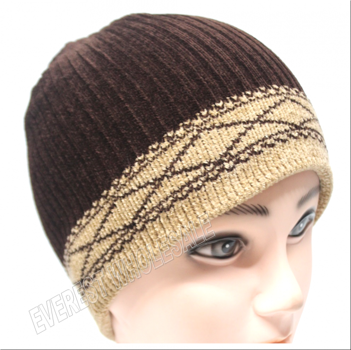 Double Fleece Sport Insulation Geometric Stripes Winter Hat - Image 6