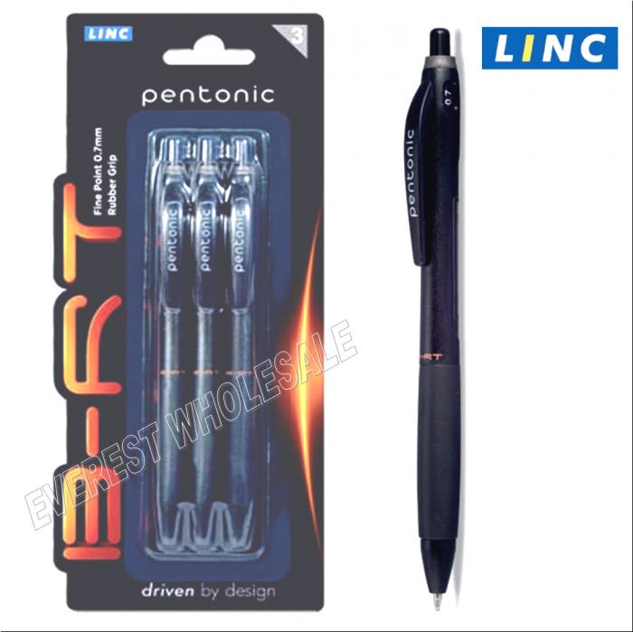 LINC Premium Quality Retractable Pen BRT 3 ct pack * Black * 3 Packs - Image 1