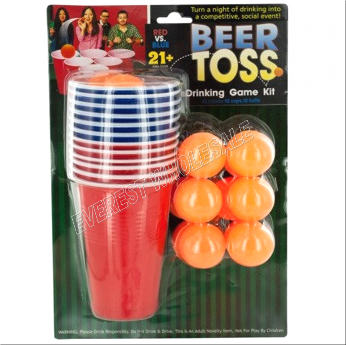 Beer  Plastic Party Cups 16 OZ ( 12 pcs ) and 6 Ping Pong Balls * 4 Set - Image 1