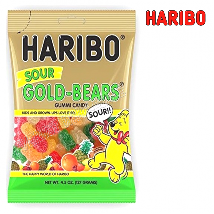 Haribo Gummi Candy 5 oz * Gold Bears - Sour * 6 pcs - Image 1