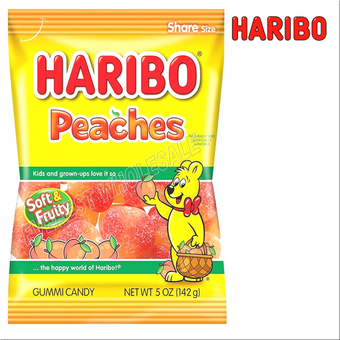Haribo Gummi Candy 5 oz * Peaches * 6 pcs - Image 1