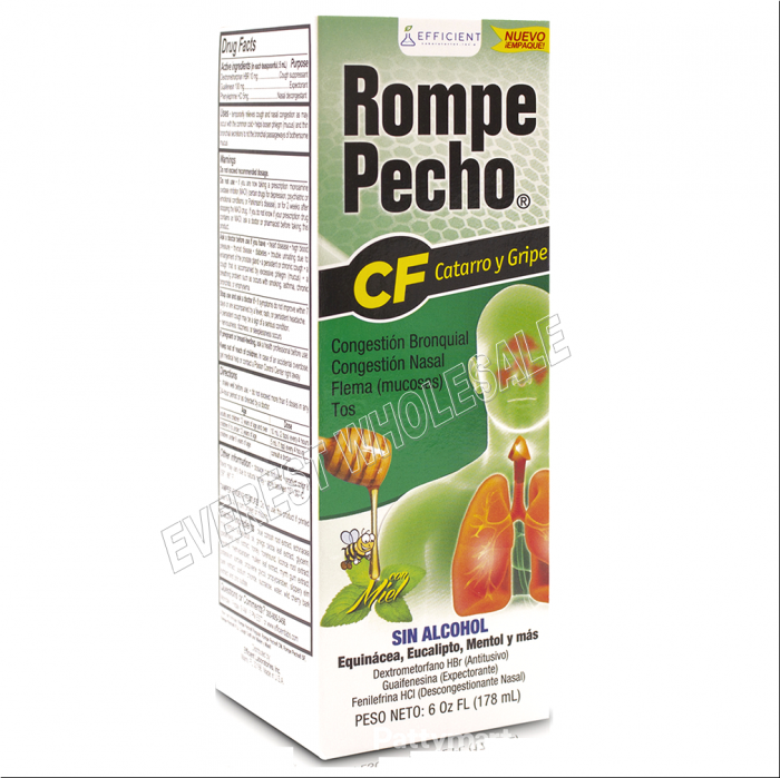 Rompe Pecho Cough Syrup  6 fl oz * CF Nasal Congestion * 2 pcs - Image 1