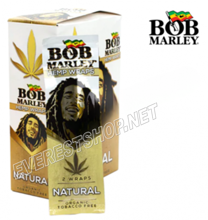 Bob Marley Tobacco Hemp Wrap 2 Pk x 25 Packs * Natural * - Image 1