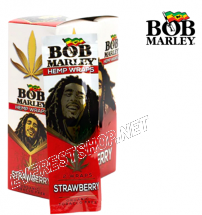 Bob Marley Tobacco Hemp Wrap 2 Pk x 25 Packs * Strawberry * - Image 1