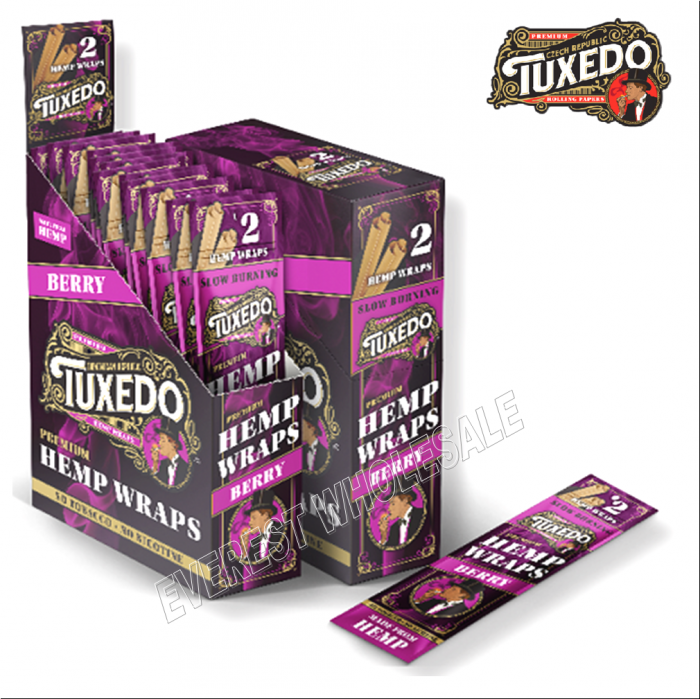 Tuxedo Hemp Wrap Rolling Paper 2 ct Pack x 25 Packs * Berry * - Image 1