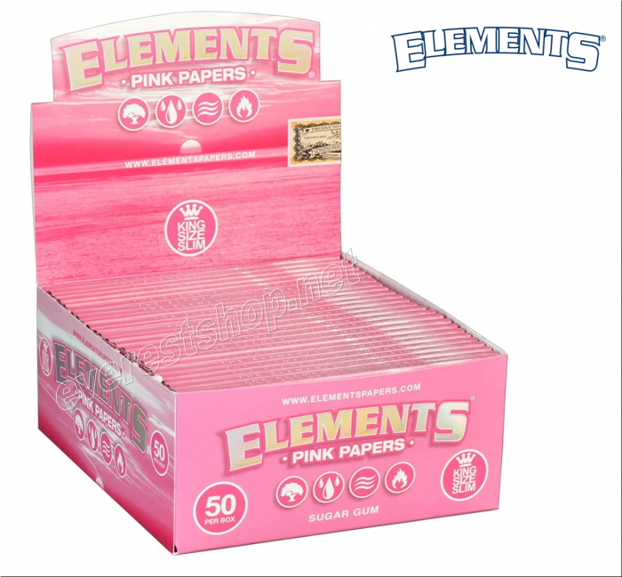 Elements Tobacco Rolling Papers * Pink King Size Slim * 50 Booklets - Image 1