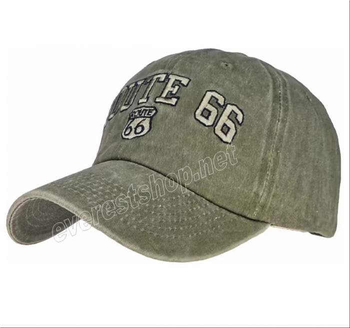Washed Cotton Vintage Baseball Cap * Route 66 * - Image 1