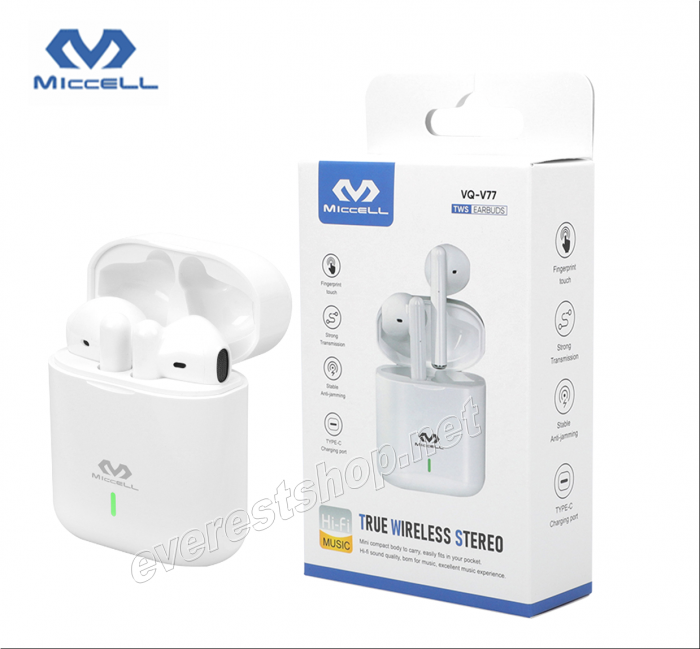Miccell VQ-BH59 Wireless Stereo Earphone White Color - Image 1