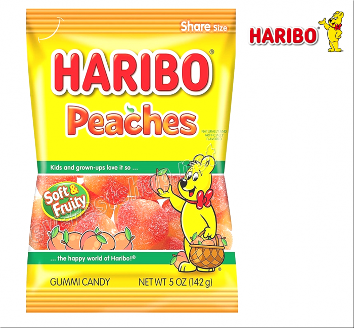 Haribo Gummi Candy Share Size 5 oz * Peaches * 6 pcs - Image 1