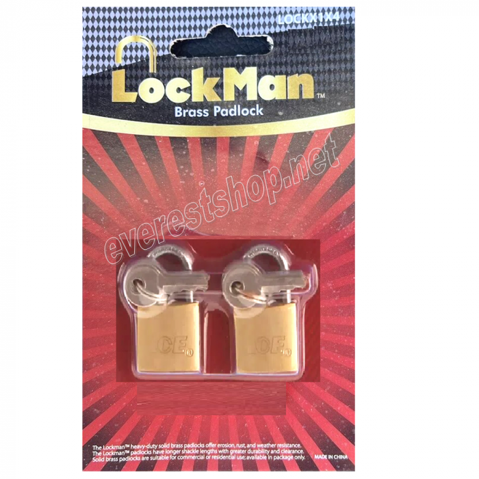 LockMan Brass Padlock 20 mm 2 pcs Pack * 2 Packs - Image 1