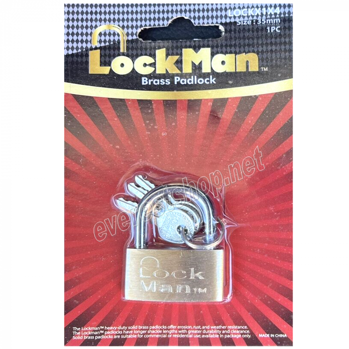 LockMan Brass Padlock 35 mm Single Pack * 2 Packs - Image 1