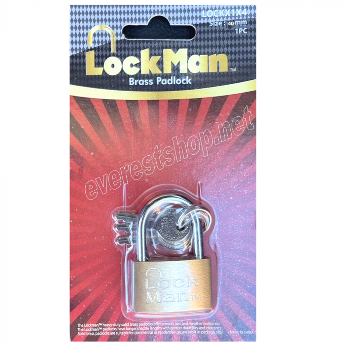 LockMan Brass Padlock 40 mm Single Pack * 2 Packs - Image 1