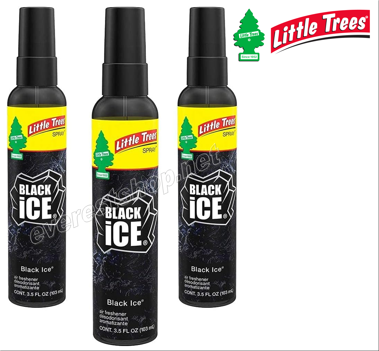 LITTLE_TREES_CAR_FRESHSNER_SPRAY_BLACK_ICE Little Trees Car Freshener Spray 3.5 fl oz Pack of 2 - SELECT YOUR FRAGRANCE - Image 1
