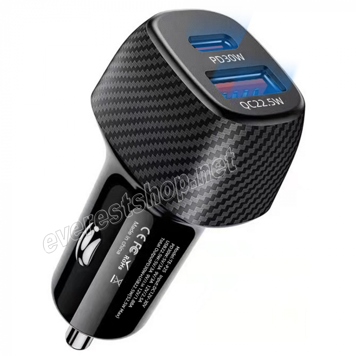 GYB Hight Speed USB - Type C Dual Car Charger 30W PD + 22.5W QC Fast Charging - Image 1