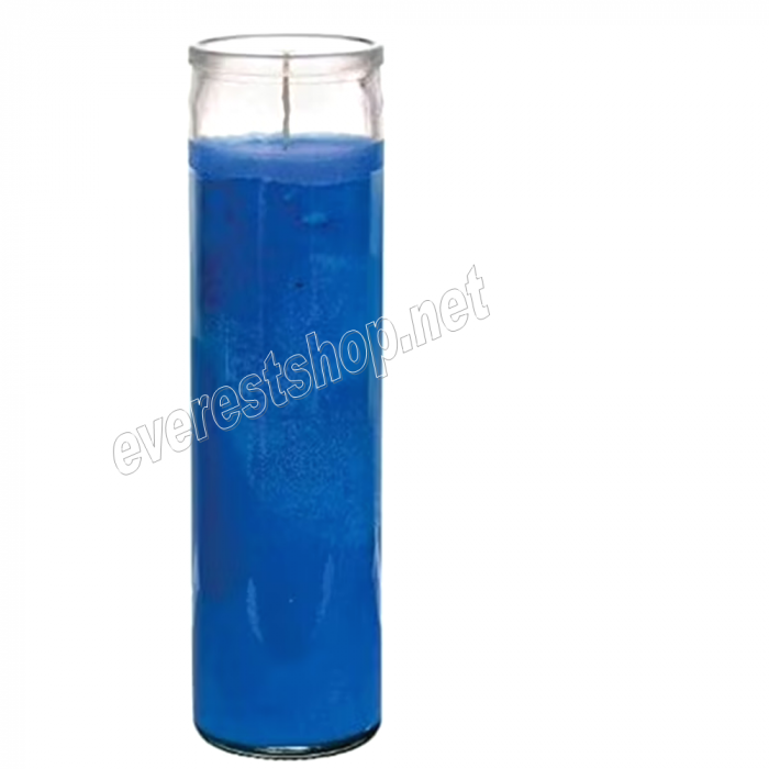 7 Days Candle in Glass Jar * Plain Blue * 3 pcs - Image 1
