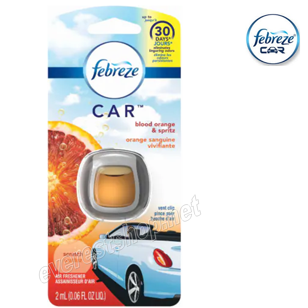 FEBREZE CAR VENT FRESHENER BLOOD ORANGE & SPRITZ Febreze Car Vent Clip * Blood Orange * 2 ml x 2 pcs - Image 1