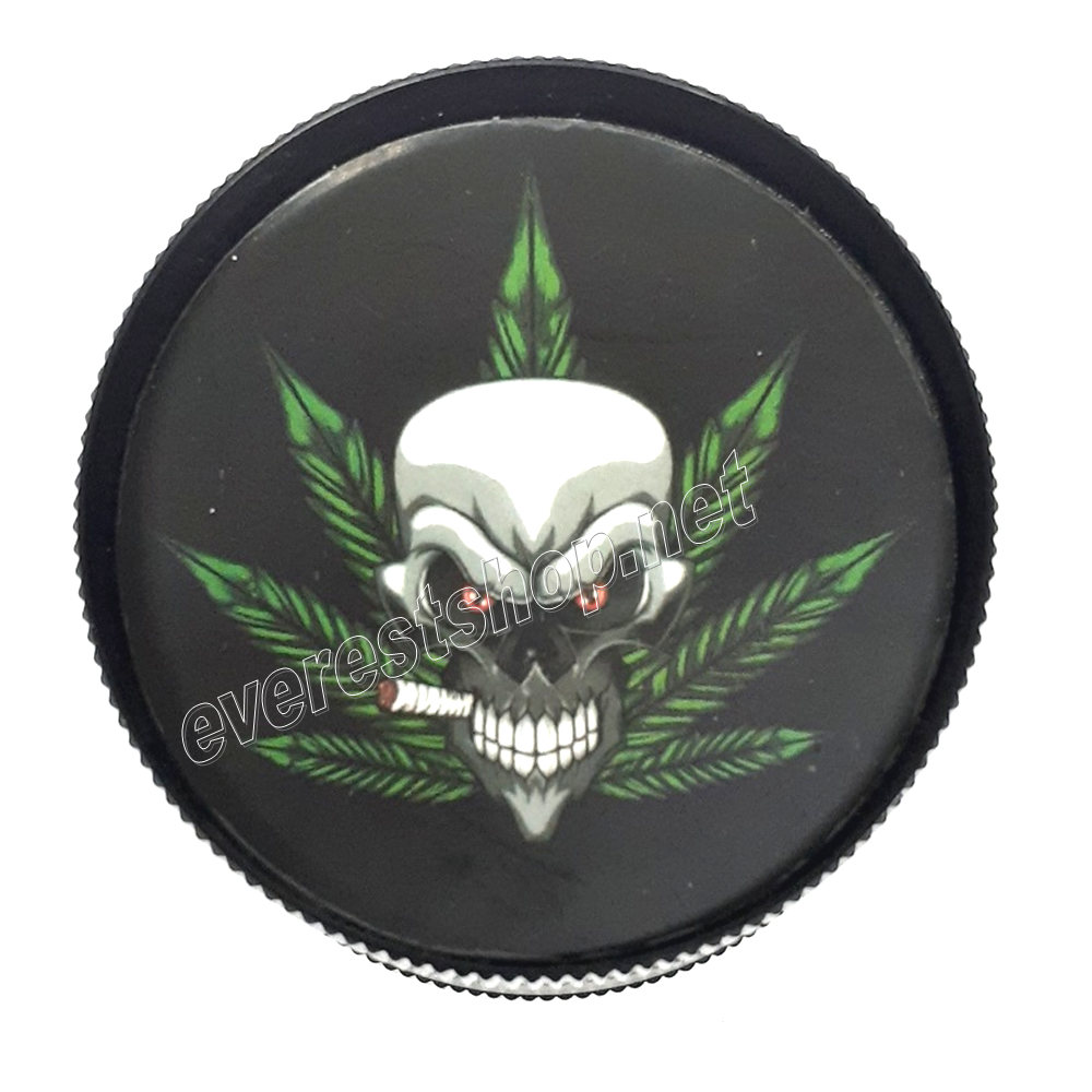 TOBACCO GRINDER SKULL Tobacco Metal Grinder 3 parts With Filter * Skull - Image 1