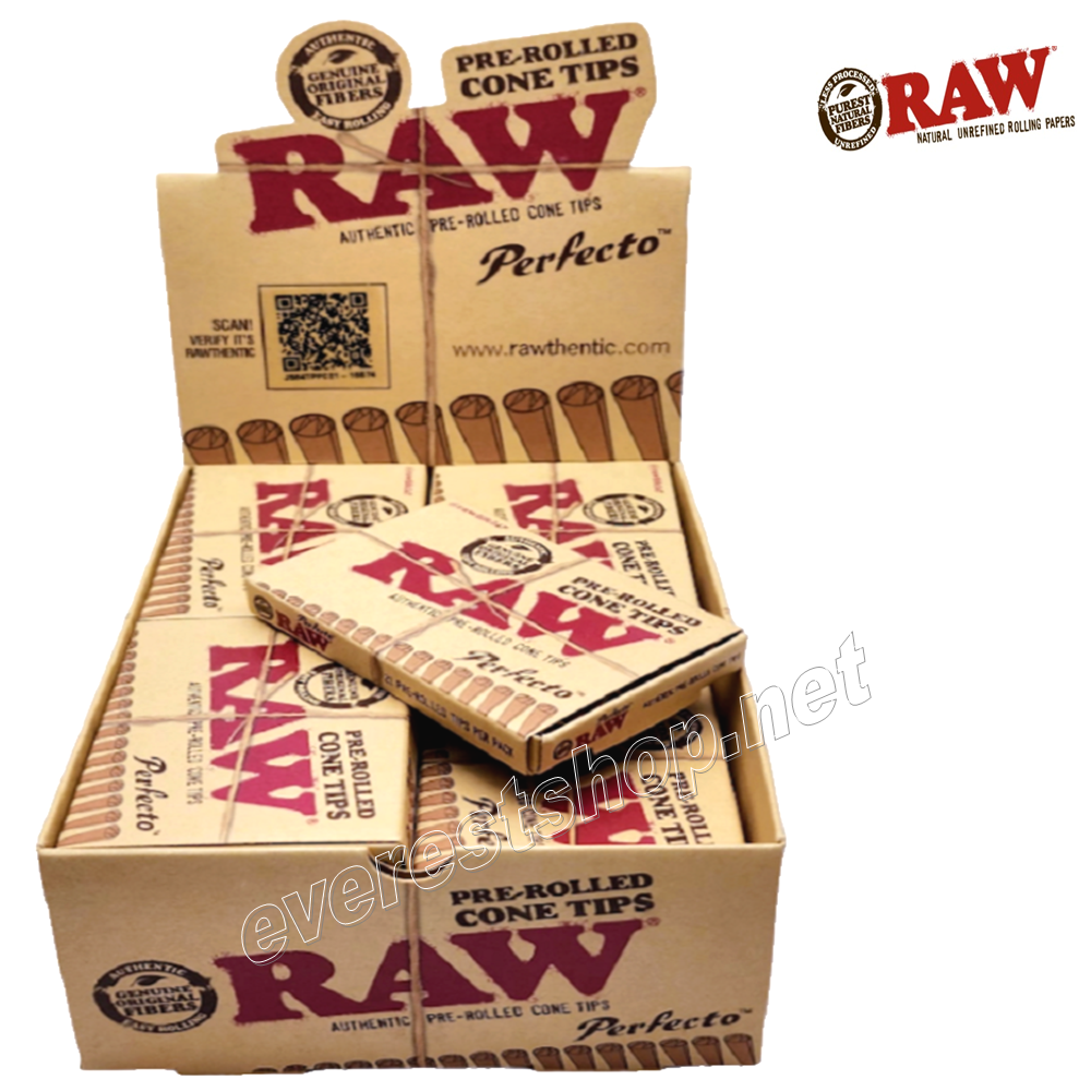 RAW PERFECTO TIPS FOR CONE Raw Perfecto Pre-Rolled Cone Tips 21 Tips Pack * 20 Packs - Image 1